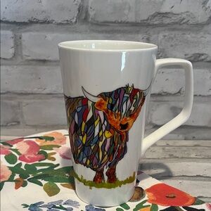 Colorful Highland Cow coffee Mug Yak art by Chloe Gardner 16 oz bone China